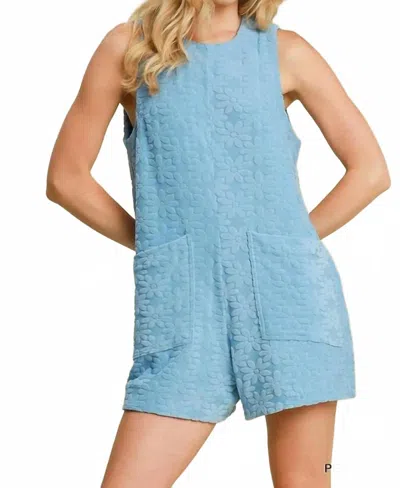Umgee Peri Terry Romper In Blue