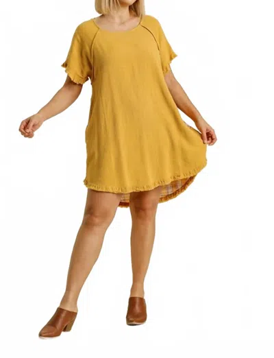 Umgee Plaid Print Back Mini Dress In Yellow