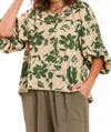 Umgee Plus Size Floral Boatneck Top In Vanilla Mix