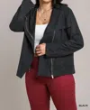 Umgee Plus Size Suede Moto Jacket In Black