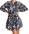 Umgee Print Flounce Dress In Black In Black