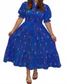Umgee Print Maxi Dress In Royal Blue In Blue
