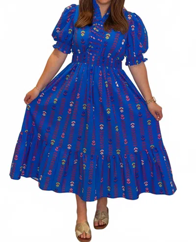 Umgee Print Maxi Dress In Royal Blue