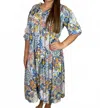 Umgee Printed Maxi Dress - Plus In Blue Multi In Multi