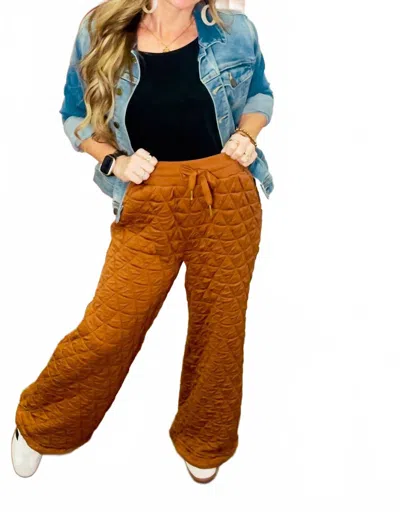Umgee Quilted Bottom Pants In Brown