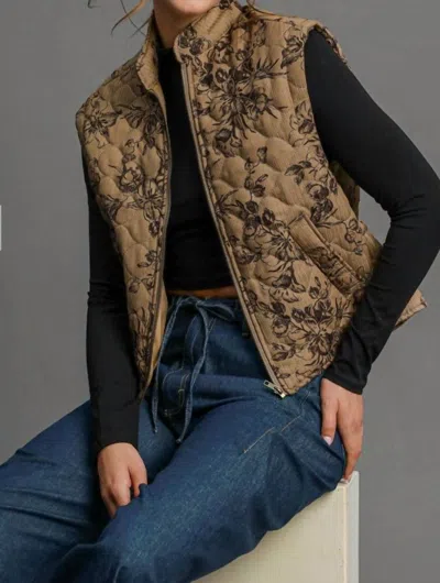 Umgee Quilted Vest In Brown
