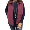 Umgee Quilted Vest In Wine In Burgundy