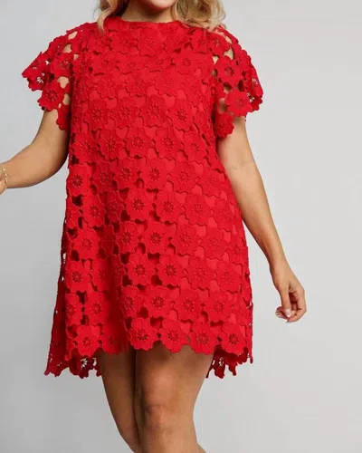 Umgee Radiant Lace Mini Dress - Plus In Red