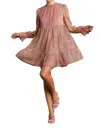Umgee Rhinestone Embellished Tiered Metallic Dress In Rose Gold In Pink