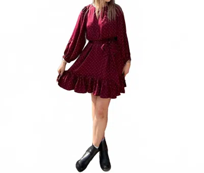 Umgee Rhinestone Studded Short Dress In Wine In Burgundy