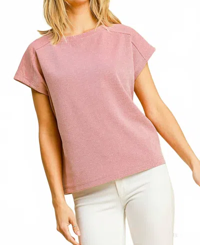 Umgee Rib Knit Round Neck T Shirt In Blush In Pink
