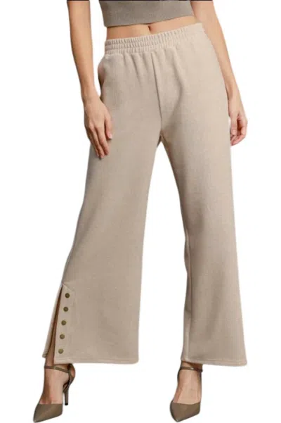 Umgee Ribbed Knit Wide Leg Pants In Mocha In Brown