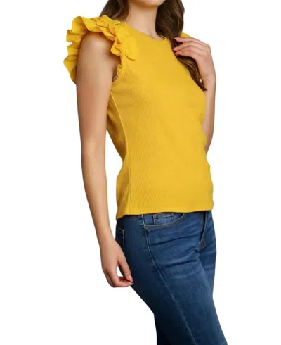 Umgee Ribbed Top In Yellow