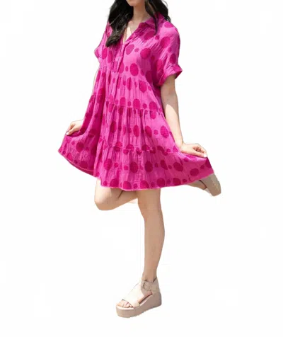 Umgee Ripple Casual Dress In Raspberry In Pink