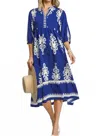 Umgee Desert Bloom Midi Dress In Cobalt Blue In Blue