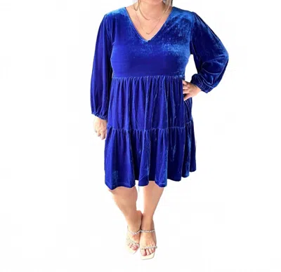 Umgee Royal Velvet Dress In Blue