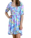 Umgee Ruffle & Smocked Floral Dress In Sky