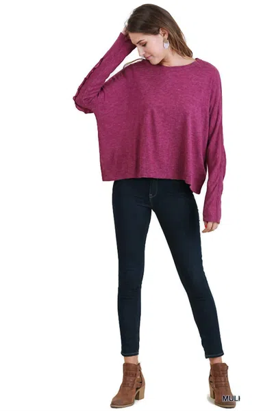 Umgee Ruffle Detail Long Sleeve Top In Mulberry In Red