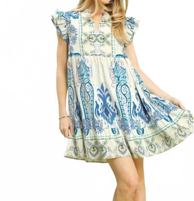 Umgee Ruffle Mini Dress In Cerulean In Blue