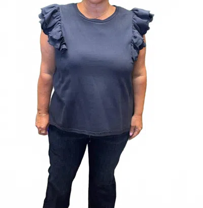 Umgee Ruffle Sleeve Top In Blue