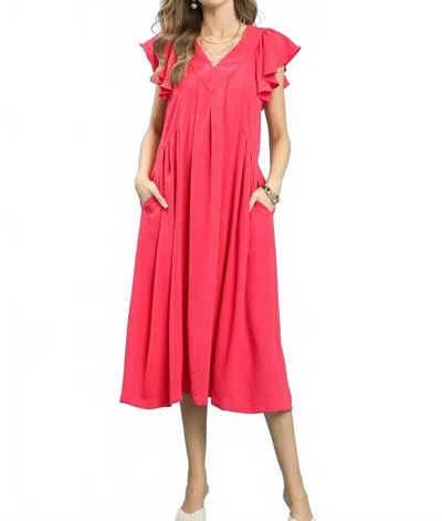 Umgee Ruffle Sleeves Dress In Pink