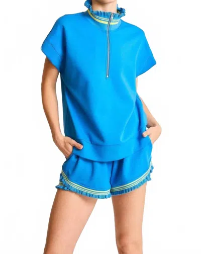 Umgee Ruffle Trim Loungewear Set In Azure In Animal Print