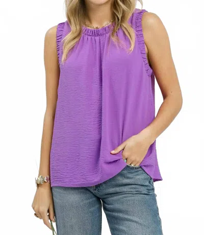 Umgee Solid Round Neck Sleeveless Top In Orchid In Purple