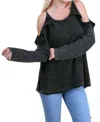 Umgee Ruffled Open Shoulder Tunic - Plus In Black In Black