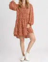 Umgee Rustic Dottie Mini Dress In Burnt Orange In Yellow