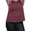 Umgee Satin Striped Sleeve Top In Burgundy In White