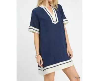 Umgee Shore Mini Dress In Navy In Blue