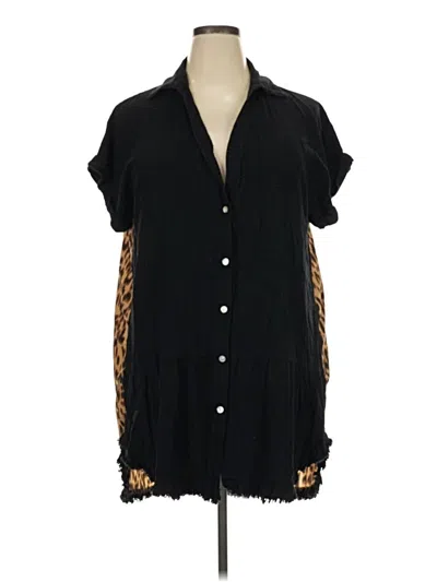 Pre-owned Umgee Short Sleeve Blouse In Black