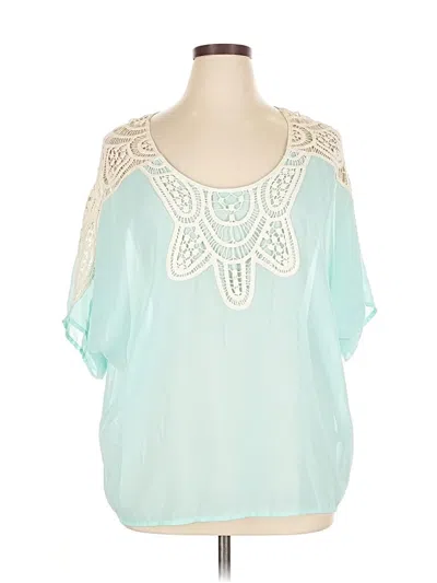 Pre-owned Umgee Short Sleeve Blouse In Blue