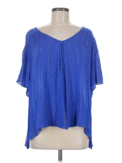 Pre-owned Umgee Short Sleeve Blouse In Blue
