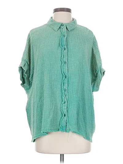 Pre-owned Umgee Short Sleeve Blouse In Blue