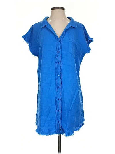 Pre-owned Umgee Short Sleeve Blouse In Blue