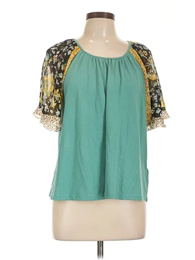 Pre-owned Umgee Short Sleeve Blouse In Blue