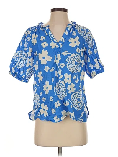 Pre-owned Umgee Short Sleeve Blouse In Blue