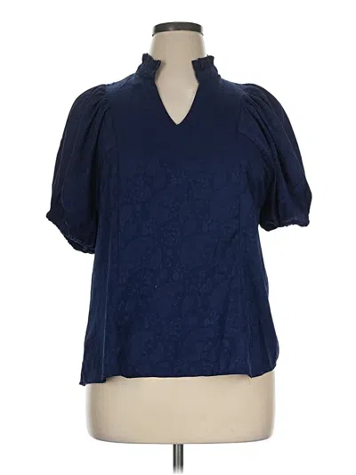 Pre-owned Umgee Short Sleeve Blouse In Blue