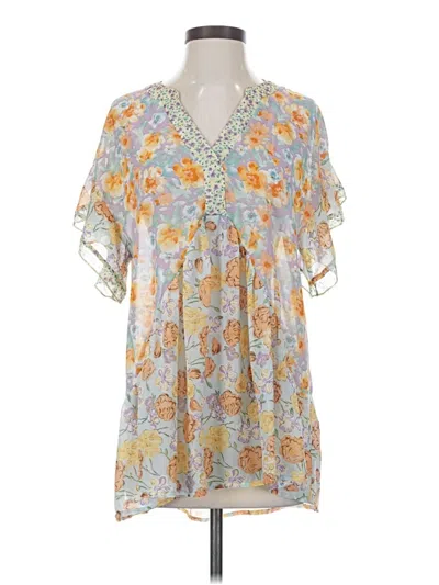 Pre-owned Umgee Short Sleeve Blouse In Gray