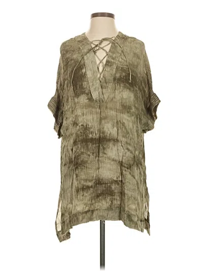 Pre-owned Umgee Short Sleeve Blouse In Green