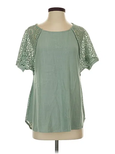 Pre-owned Umgee Short Sleeve Blouse In Green