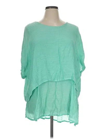 Pre-owned Umgee Short Sleeve Blouse In Green