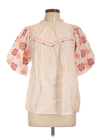 Pre-owned Umgee Short Sleeve Blouse In Ivory