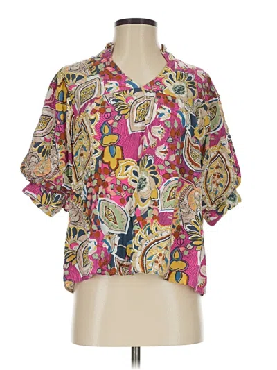 Pre-owned Umgee Short Sleeve Blouse In Pink