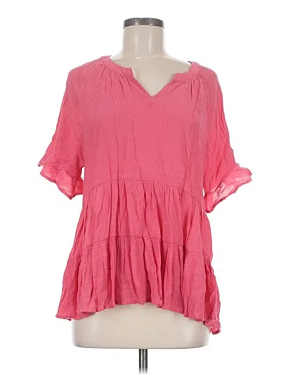 Pre-owned Umgee Short Sleeve Blouse In Pink