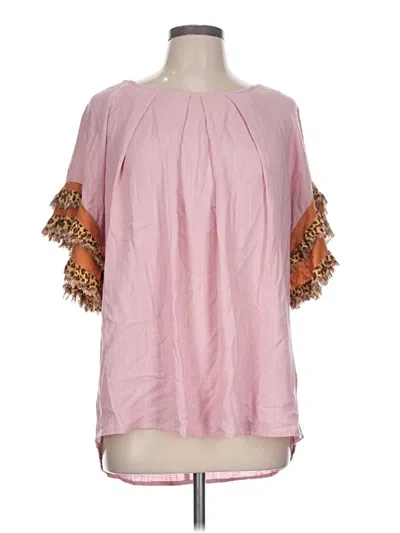 Pre-owned Umgee Short Sleeve Blouse In Pink