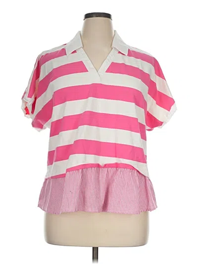 Pre-owned Umgee Short Sleeve Blouse In Pink