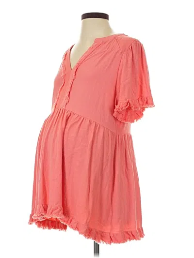 Pre-owned Umgee Short Sleeve Blouse In Pink