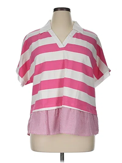 Pre-owned Umgee Short Sleeve Blouse In Pink
